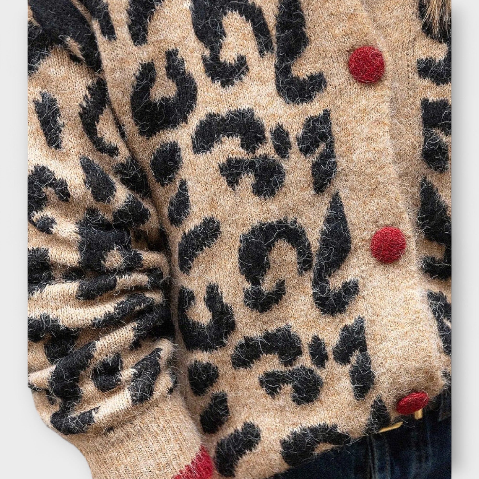 Unique Brown Leopard Print Cardigan with Long Sleeves