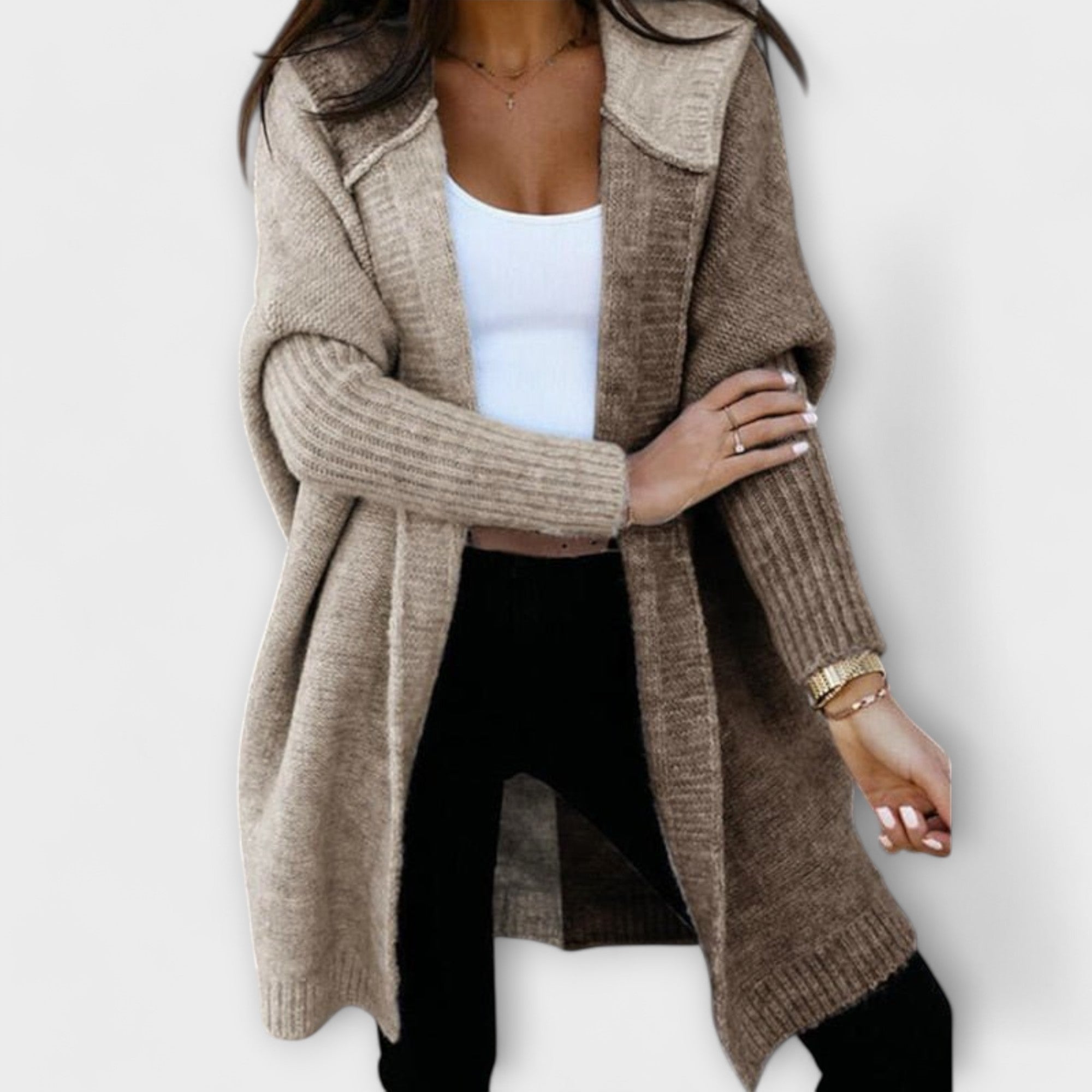 Patchwork Hoodie Knit Cardigan